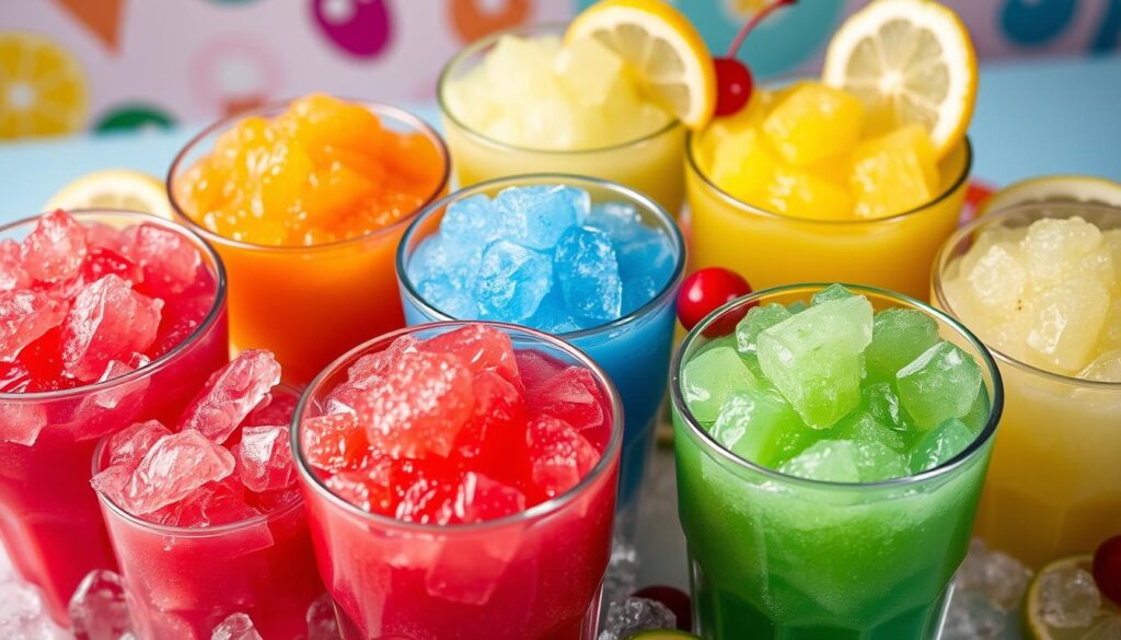 Colorful slushie mixes