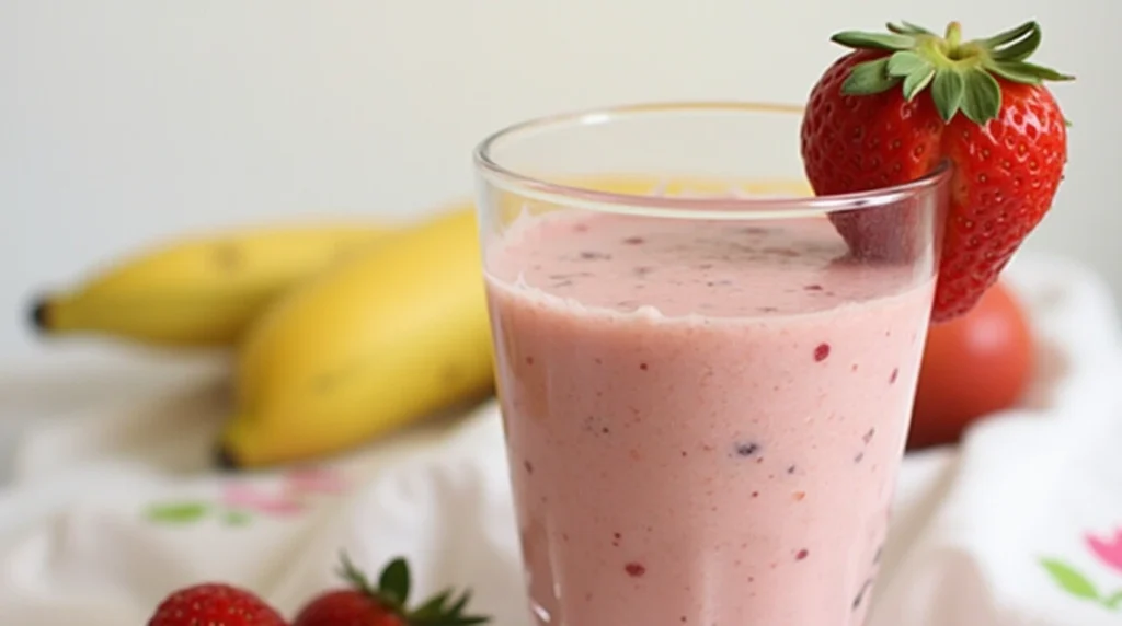 Frozen Strawberries and Bananas Smoothie