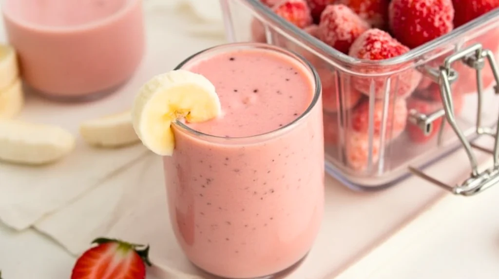 Frozen Strawberries and Bananas Smoothie